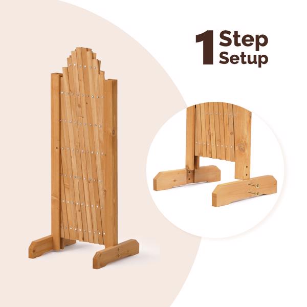 2PCS 205*33.5*80cm 可伸缩拱形款 柚木色 泡色工艺 杉木 木栅栏-7