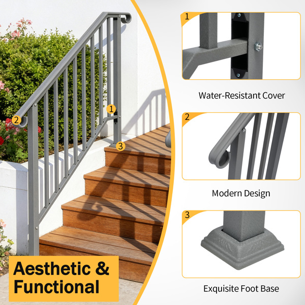 银色 3阶 庭院楼梯扶手-10