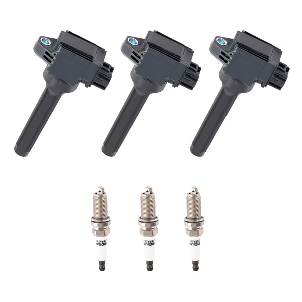 Pack of 3 Ignition Coil + Spark Plugs fit for Mitsubishi Mirage L3 1.2L 14-15 UF815-6