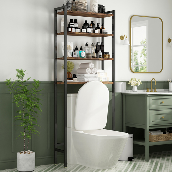 8层马桶上方置物架，带侧架，可调节层板和沥水篮，独立式浴室收纳架，适用于阳台、洗衣房（复古棕色）--不支持self-pick up且不支持指定仓库发货-18