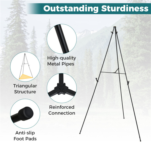 6件套带提袋的金属三脚架展示架，可调节高度的艺术架，用于婚礼标志海报-6