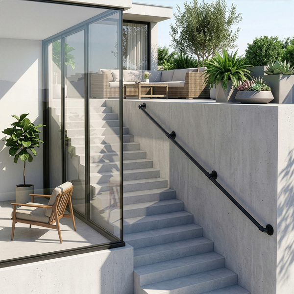 12FT 黑色 三节装 铁质 庭院楼梯扶手-4