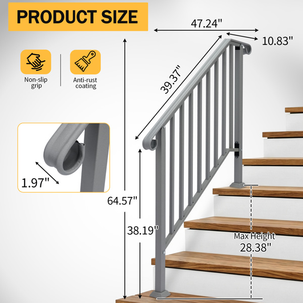 银色 3阶 庭院楼梯扶手-6