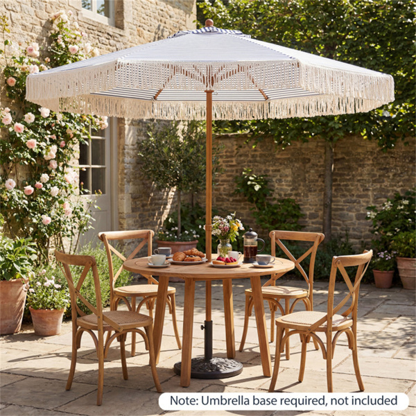 7英尺波西米亚露台雨伞，带流苏，室外海滩雨伞，带铝杆，用于池畔花园-2