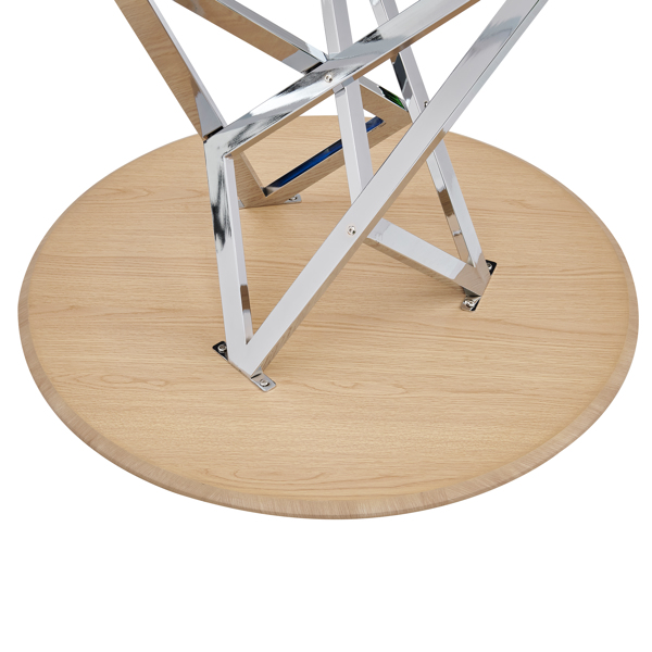 37英寸圆形餐桌，小型圆形厨房桌，银色金属桌腿，适合2至4人，现代餐厅餐桌，粗木材质。--不支持self-pick up且不支持指定仓库发货-12