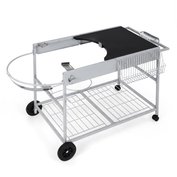 户外烧烤车，适用于18-22英寸的水壶烤架、带盖的金属烧烤架和储物架-4