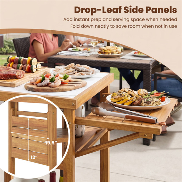 相思木户外烧烤桌，带落叶，烧烤准备站，带人造大理石树脂台面-5