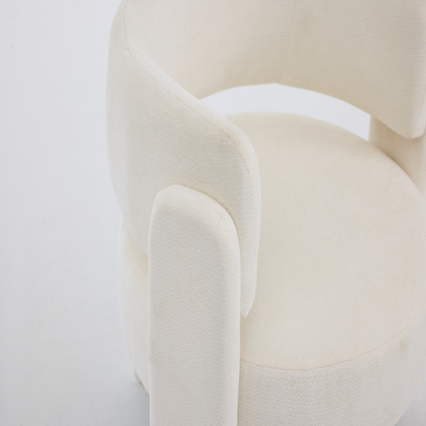 现代休闲单人椅，时尚圈绒面料休闲扶手椅，舒适软垫单人沙发椅，适用于客厅、卧室、公寓、办公室 - 白色-7