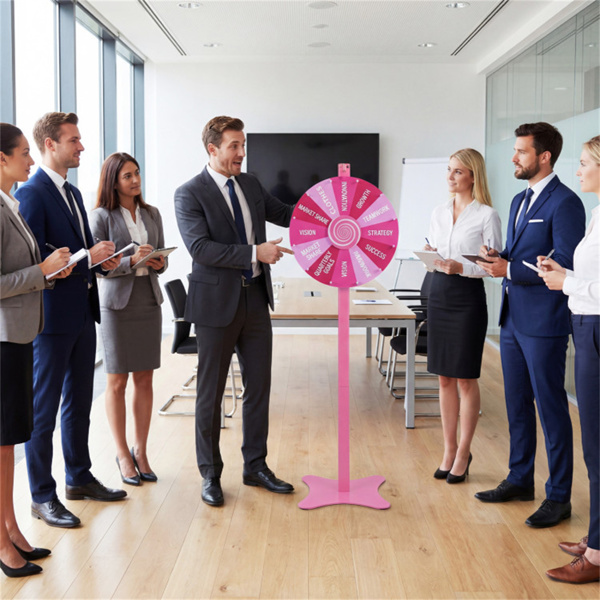 24英寸高可调节奖轮，可平稳旋转，2合1桌面和落地旋转轮，适用于游戏嘉年华派对-5