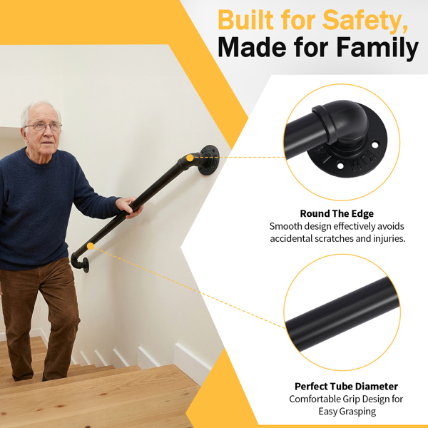 12FT 黑色 三节装 铁质 庭院楼梯扶手-7