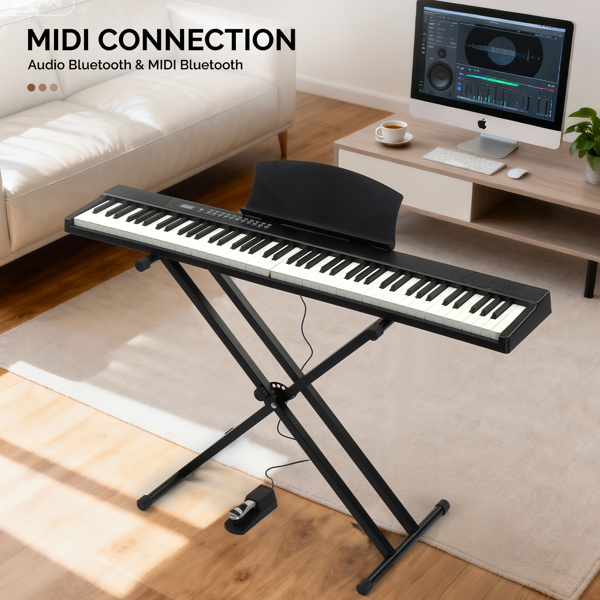 【AM不售卖】GPPS01-106/Y201 88键半重锤键盘可折叠带蓝牙 便携式+双管支架 黑色 电钢琴 英国-10