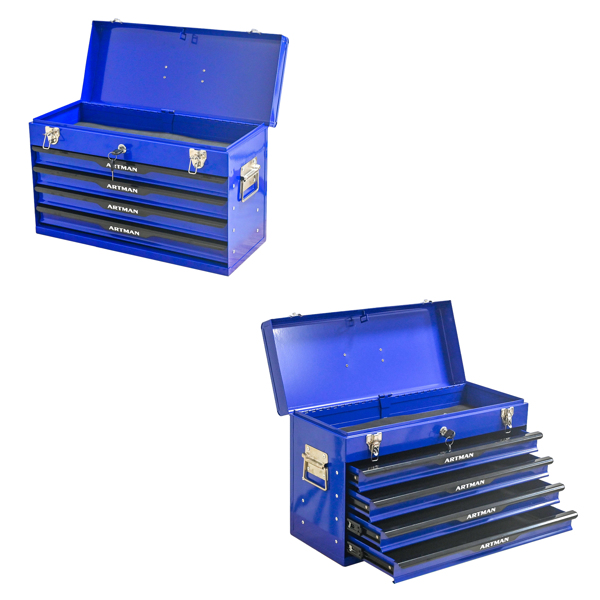 20英寸钢制便携式工具箱，带抽屉 - 工具收纳箱整理器，带金属锁扣 - 粉末涂层工具收纳柜（蓝色）--不支持self-pick up且不支持指定仓库发货-3