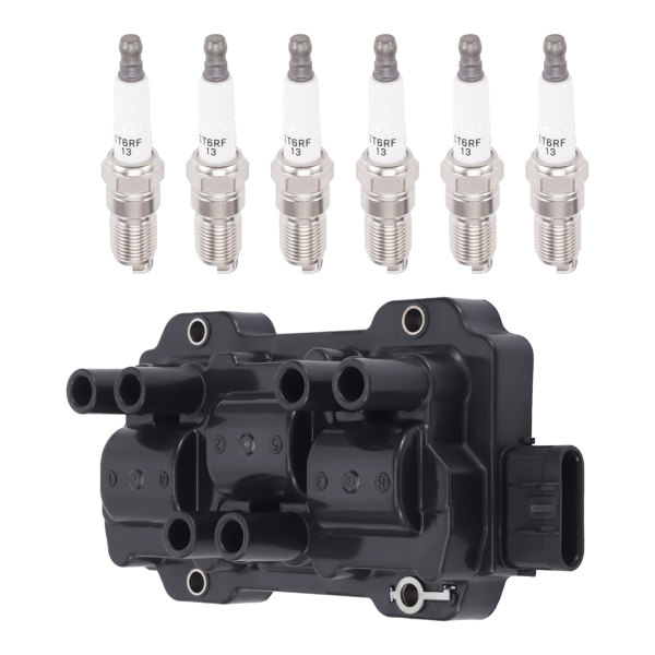 Ignition Coil + 6x Spark Plug fit for Chevrolet Impala Malibu Buick Terraza V6 UF434-6