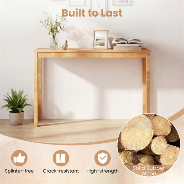 48英寸实木腿控制台桌，走廊和沙发的窄农舍入口桌 - 自然色-5