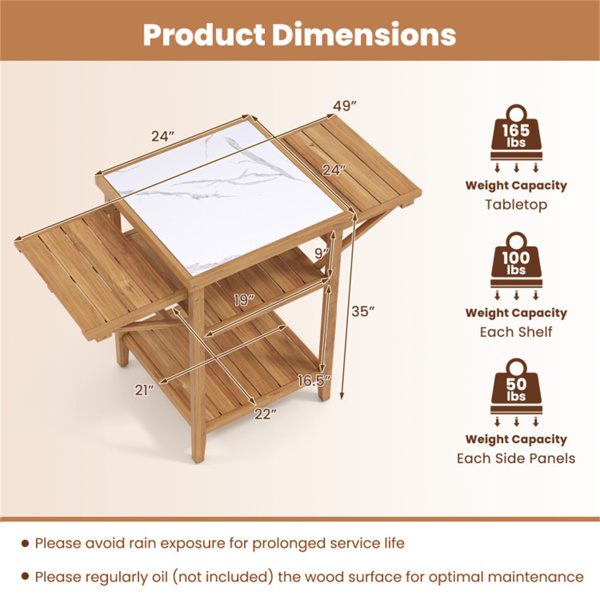 相思木户外烧烤桌，带落叶，烧烤准备站，带人造大理石树脂台面-4