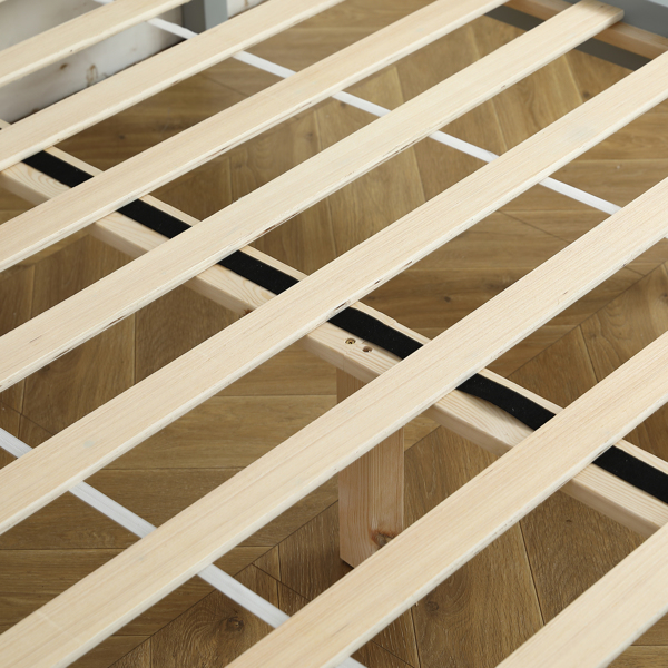 （TD）灰色 油漆+贴三胺 松木+密度板 竖纹装饰 弧形床头床尾板 Full 木床 单层 美国-28