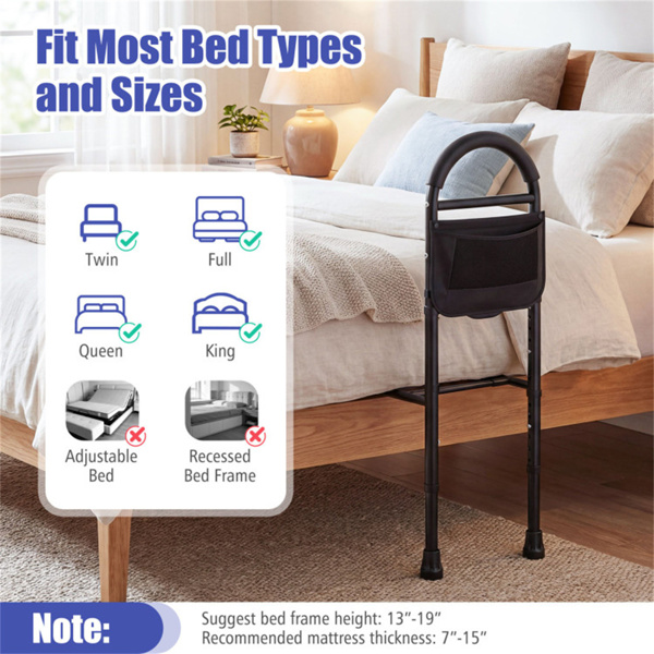 高度可调的床边安全栏杆，无需工具即可组装的床辅助杆，带防滑腿，适合老年人-7