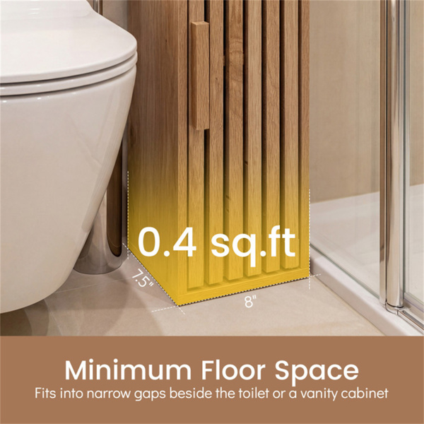 8英寸超薄窄卫生纸柜，带可调节架子，适用于小空间的超薄浴室储物柜-8