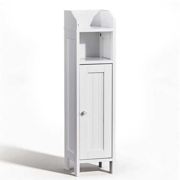 白色 刨花板三胺贴面+密度板喷漆竖纹 20*20*80cm 一门一搁架一围挡 浴室立柜-1