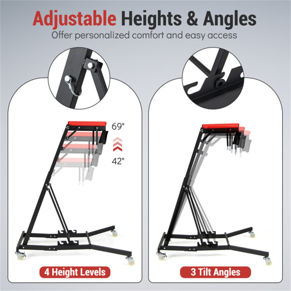 400 LBS容量重型上部结构爬行器，4级高度可调，可折叠汽车发动机爬行器-6