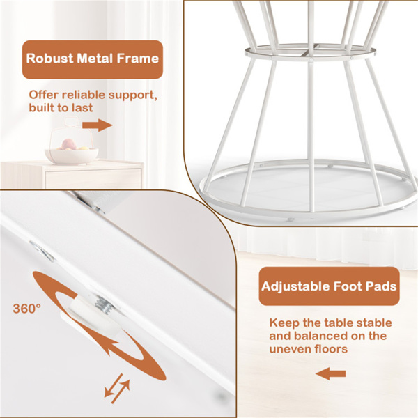 自然色47英寸圆形餐桌，适合4-6人家庭使用，沙漏金属底座和曲面桌面-6