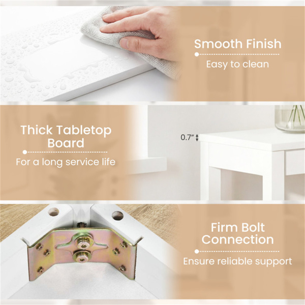 48英寸实木腿控制台桌，走廊和沙发的窄农舍入口桌 - 白色-4