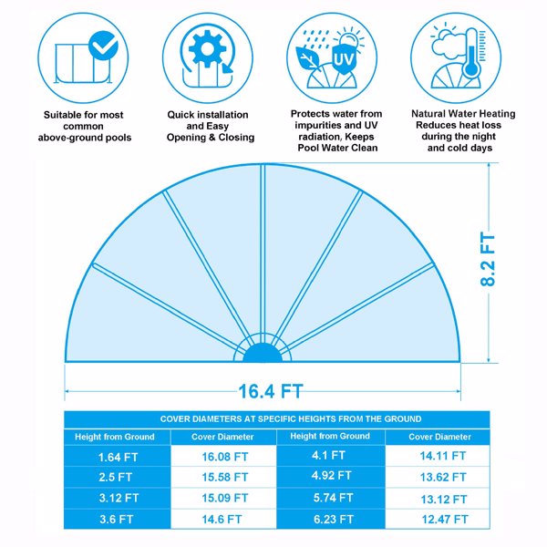 16英尺伸缩式泳池盖、PVC薄膜玻璃纤维杆泳池围栏、户外游泳池配件--不支持self-pick up且不支持指定仓库发货-12