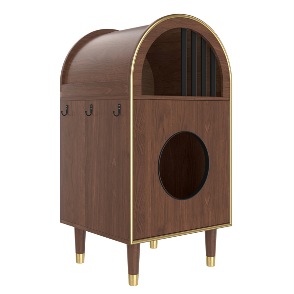 猫砂盆围栏，二合一猫公寓床，双层舒适猫窝家具，可容纳两只猫，可爱猫咪公寓，豪华猫屋及家具，浓缩咖啡色--不支持self-pick up且不支持指定仓库发货-12