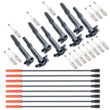 UF631 UF639 Ignition Coil Set with 16 Plugs 8 Wires fit for Ford 6.2L V8 Engine