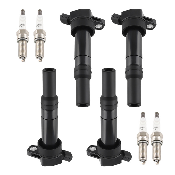 Pack of 4 Ignition Coil + Spark Plugs fit for Hyundai Elantra Kia Forte Soul UF651-6