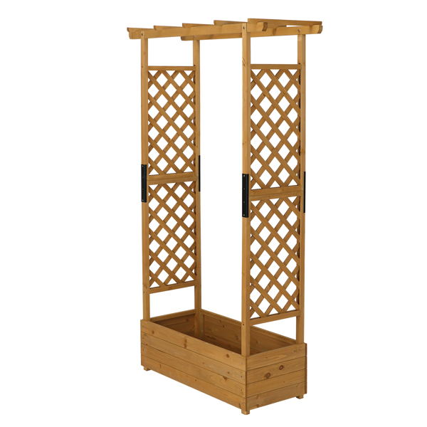 109*44*182CM 柚木色 加高种植花架 杉木 木种植-1