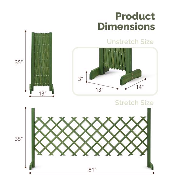 2PCS 205*34.5*90cm 可伸缩平底款 橄榄绿 泡色工艺 杉木 木栅栏-2