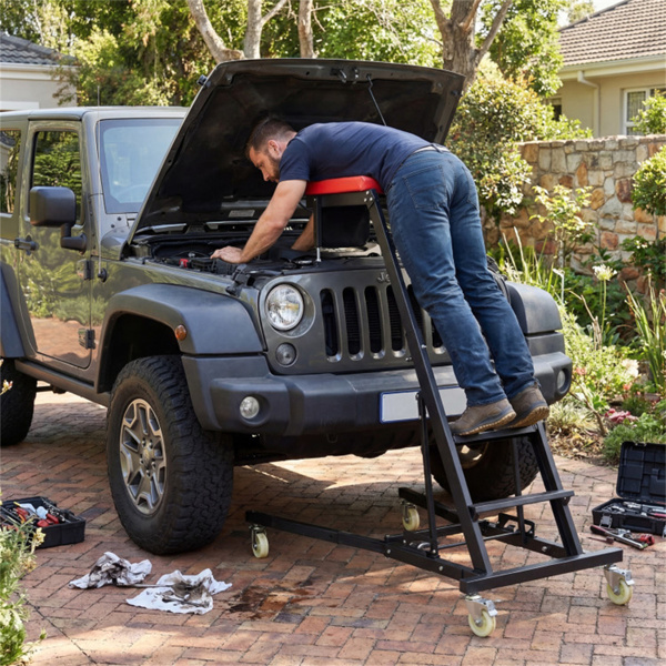 400 LBS容量重型上部结构爬行器，4级高度可调，可折叠汽车发动机爬行器-3