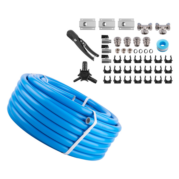 100ft Air Compressor Line Kit 3/4" NPT Fitting Tubing System with Aluminum Block-6