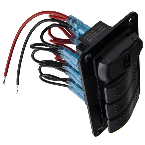 4 Gang ABS+PC Toggle Rocker Switch Panel fit for Car Boat Marine Rv Truck Red Led-5