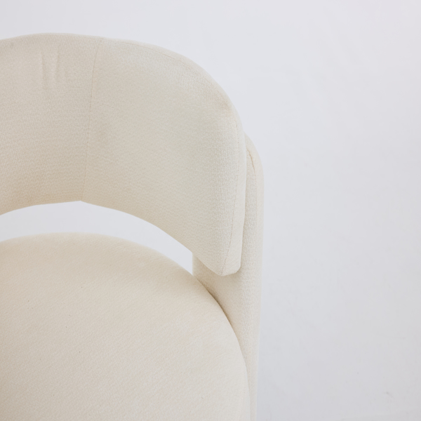 现代休闲单人椅，时尚圈绒面料休闲扶手椅，舒适软垫单人沙发椅，适用于客厅、卧室、公寓、办公室 - 白色-8