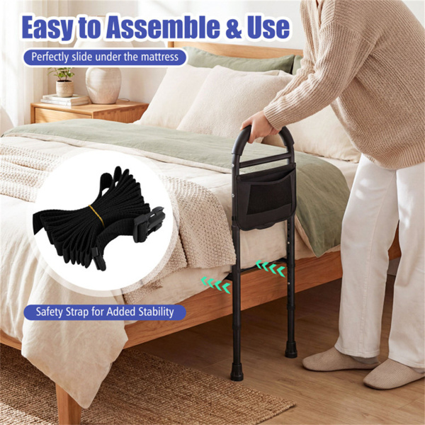 高度可调的床边安全栏杆，无需工具即可组装的床辅助杆，带防滑腿，适合老年人-9