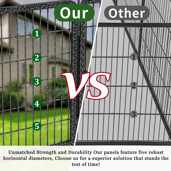 户外加宽型狗狗游戏围栏，16片式加厚面板，40英寸高，防锈，带门，便携式，适用于房车露营地，总长37英尺，111平方英尺，雪黑色--不支持self-pick up且不支持指定仓库发货-13