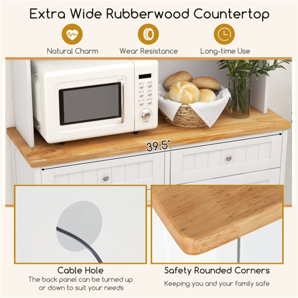 68英寸倾斜式垃圾箱，带隐藏式垃圾桶和多个储物隔间，白色和天然木材-8