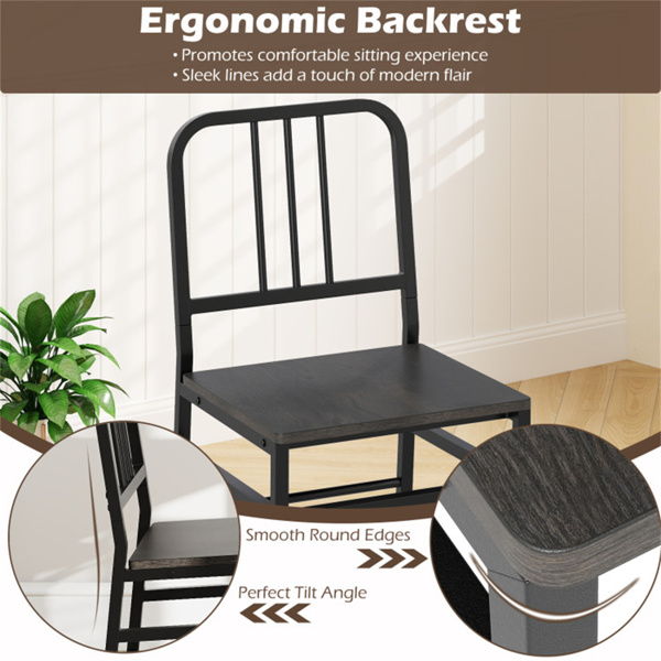 三件套餐桌（黑色+灰色），节省空间的椅子下折叠设计-8