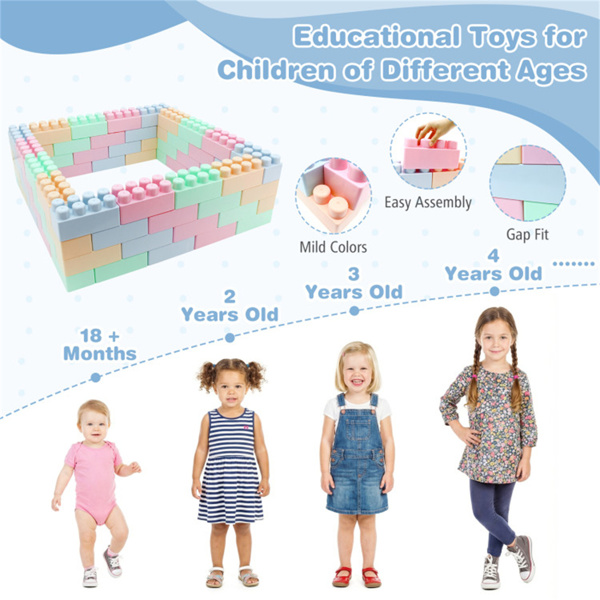 64件积木套装，适合18个月以上的幼儿，不含BPA的PP教育建筑玩具-6