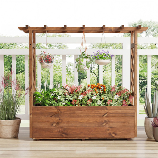 天然松木花园床，100%实心松木结构和悬挂屋顶设计-3