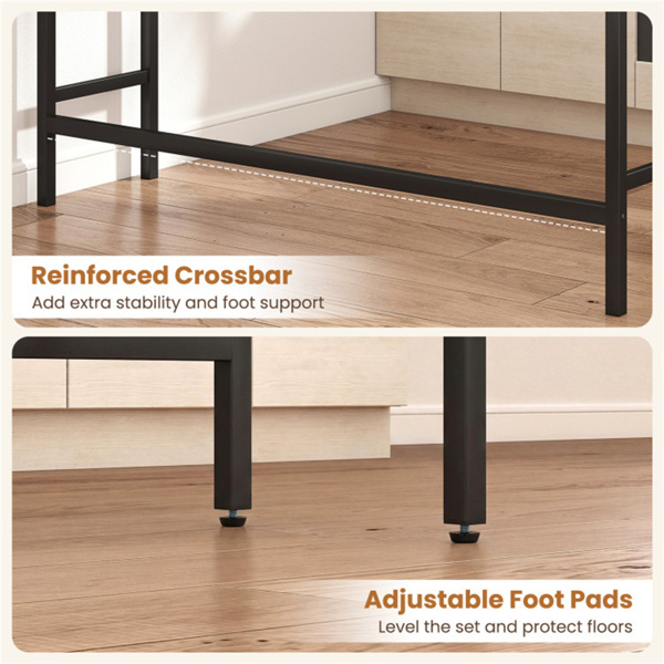 4件式柜台高度酒吧桌带充电站和USB端口的，带3个凳子的灰色酒吧桌-9