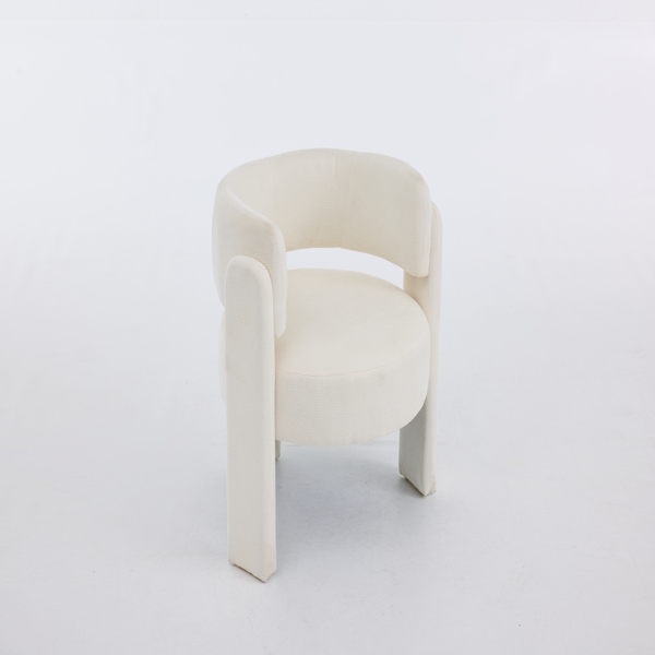 现代休闲单人椅，时尚圈绒面料休闲扶手椅，舒适软垫单人沙发椅，适用于客厅、卧室、公寓、办公室 - 白色-22