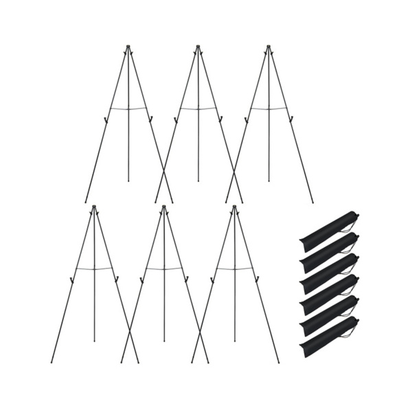 6件套带提袋的金属三脚架展示架，可调节高度的艺术架，用于婚礼标志海报-1
