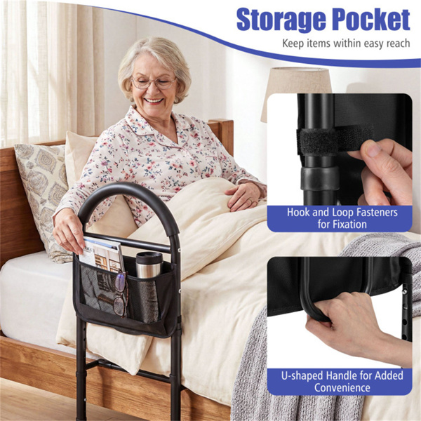 高度可调的床边安全栏杆，无需工具即可组装的床辅助杆，带防滑腿，适合老年人-3