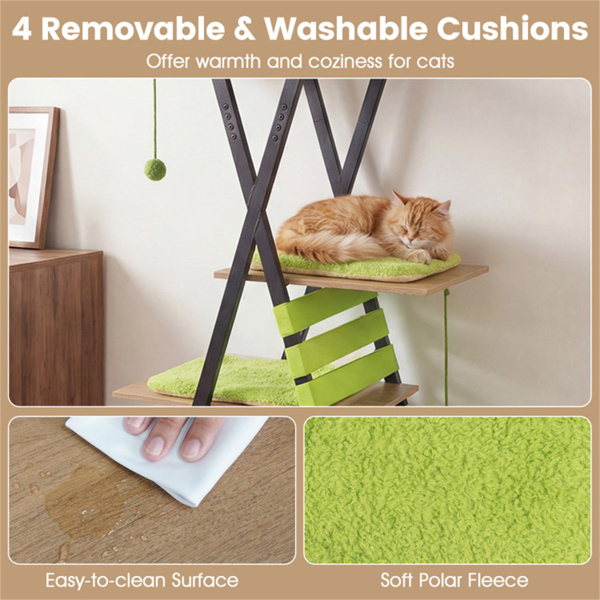 73英寸多层猫树，带公寓和鲈鱼，多猫攀爬塔，带抓地垫和互动玩具-9