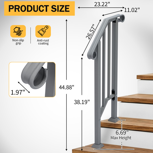银色 1阶 庭院楼梯扶手-7