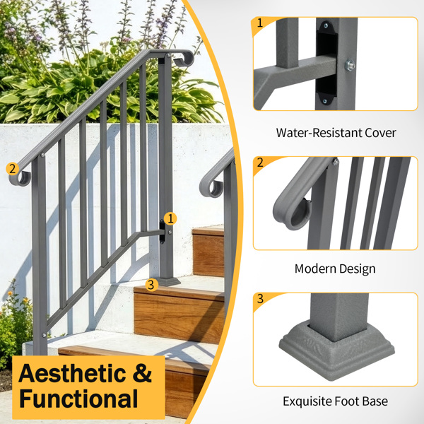 银色 2阶 庭院楼梯扶手-9