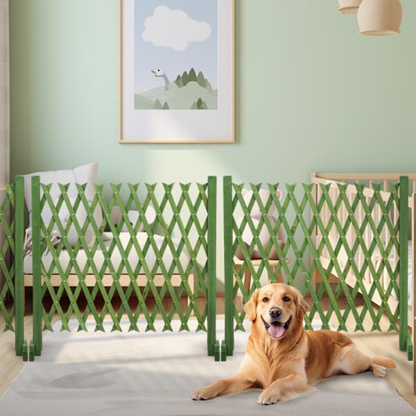 2PCS 205*34.5*90cm 可伸缩平底款 橄榄绿 泡色工艺 杉木 木栅栏-7